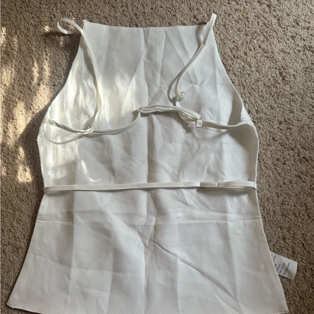 Trendy white backless top